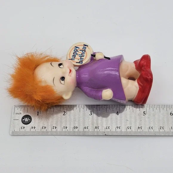 Vintage 1970 It's The Berries Happy Birthday Figurine. Purple Dress/Orange Hair. - Picture 8 of 8